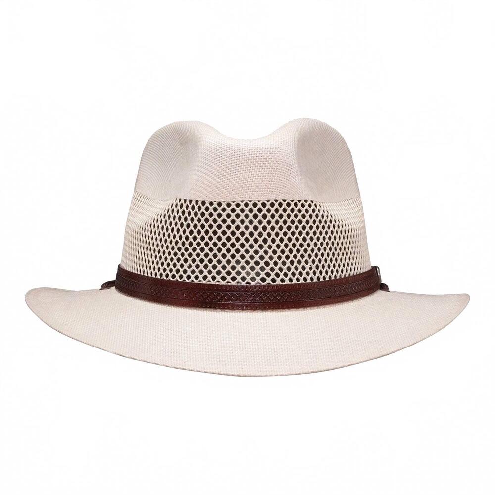 NEW AMERICAN HAT MAKERS safari vented straw fedora hat in milan cream